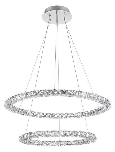 Nova Luce Závěsné LED svítidlo QUENTIN chromovaný hliník a K9 křišťál nastavitelné 60W 3500K