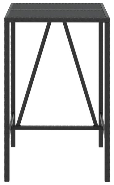 Zahradní stůl se skleněnou deskou černý 70x70x110 cm polyratan
