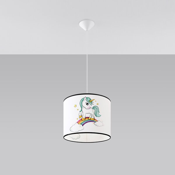 Dětské závěsné svítidlo Unicorn, 1x plastové stínítko se vzorem, (fi 30cm)