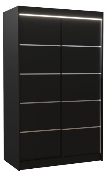ADRK Šatní skříň posuvná s LED osvětlením BENISSO B 120 L, černá