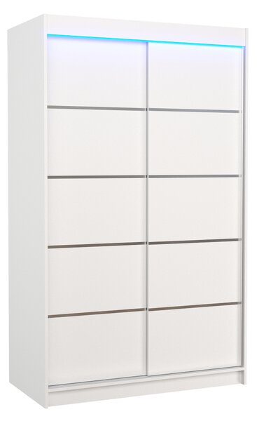 ADRK Šatní skříň posuvná s LED osvětlením BENISSO W 120 L, bílá