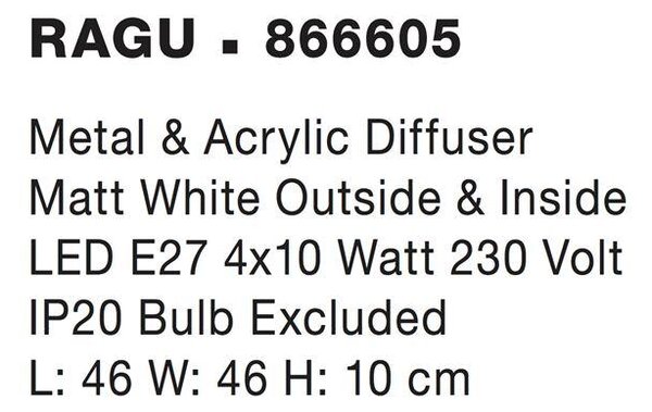 Nova Luce Stropní svítidlo RAGU, E27 4x12W Barva: Bílá