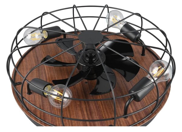 Matně černé/hnědé stropní svítidlo na dálkové ovládání/s ventilátorem Trondheim – Reality