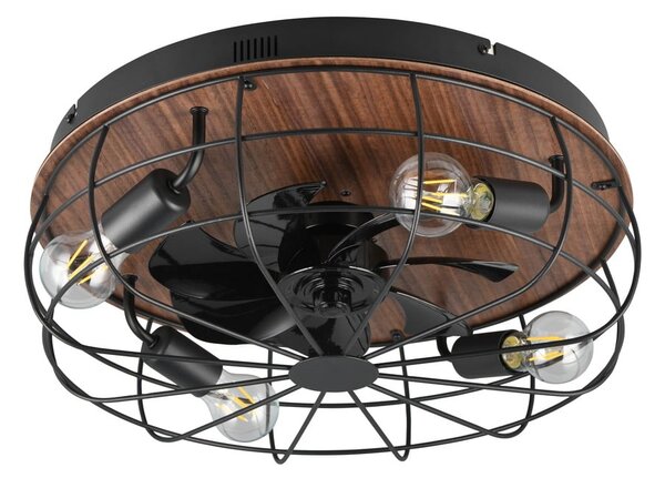 Matně černé/hnědé stropní svítidlo na dálkové ovládání/s ventilátorem Trondheim – Reality