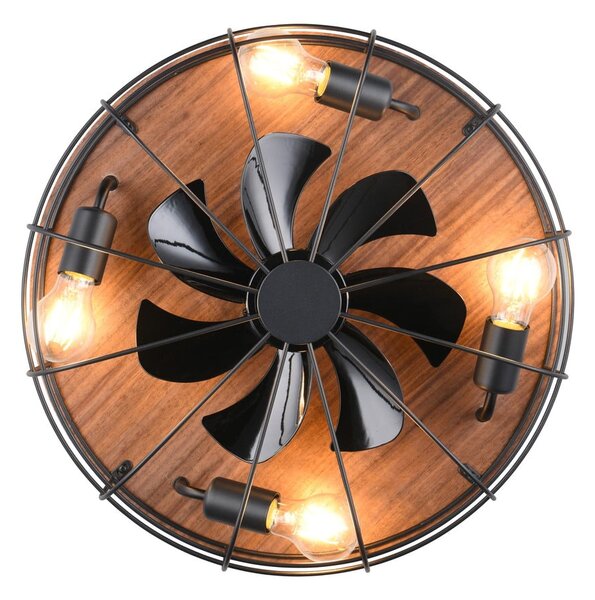 Matně černé/hnědé stropní svítidlo na dálkové ovládání/s ventilátorem Trondheim – Reality