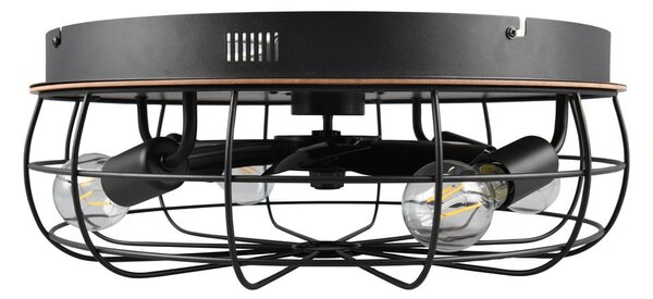 Matně černé/hnědé stropní svítidlo na dálkové ovládání/s ventilátorem Trondheim – Reality