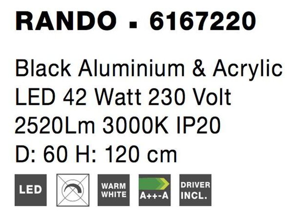 Nova Luce Závěsné LED svítidlo RANDO, 42W 3000K Barva: Černá