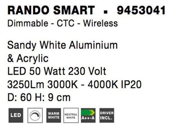Nova Luce Stropní LED svítidlo RANDO SMART, 50W 3000K - 4000K Tuya stmívatelné Barva: Černá