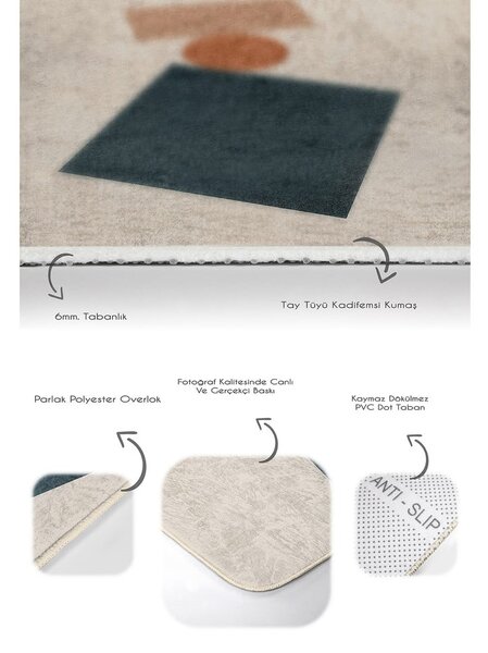 Béžové sametové koupelnové předložky v sadě 2 ks 60x100 cm Geometry Shapes – Mila Home