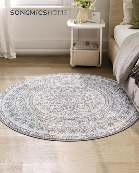 SONGMICS Kulatý koberec ORIENT 120 cm šedý