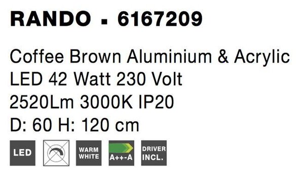 Nova Luce Závěsné LED svítidlo RANDO, 42W 3000K Barva: Černá
