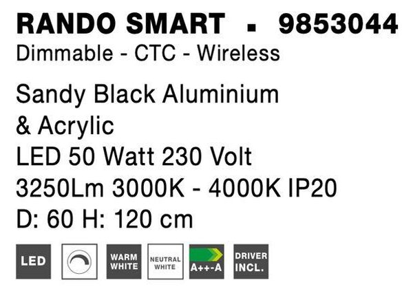Nova Luce Závěsné LED svítidlo RANDO SMART, 50W 3000K - 4000K Tuya stmívatelné Barva: Bílá