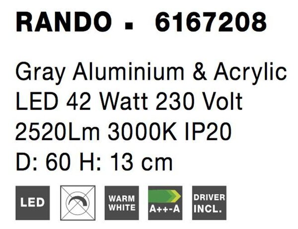 Nova Luce Stropní LED svítidlo RANDO, 42W Barva: Černá, Teplota světla: 3000K - teplá bílá