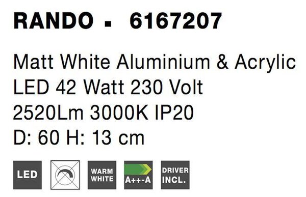 Nova Luce Stropní LED svítidlo RANDO, 42W Barva: Černá, Teplota světla: 3000K - teplá bílá