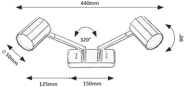 Rabalux Karter nástěnné svítidlo 2x5 W černá 73028