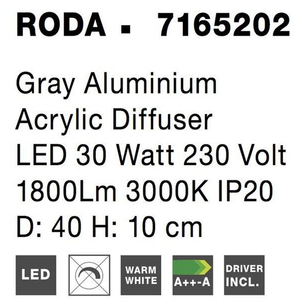 Nova Luce Stropní LED svítidlo RODA, 30W 3000K Barva: Bílá