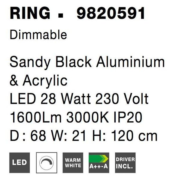 Nova Luce Závěsné LED svítidlo RING, 28W 3000K stmívatelné