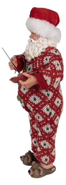 Vánoční dekorace taťka Santa Claus v overalu s bačkorkama - 16*8*28 cm - Clayre & Eef