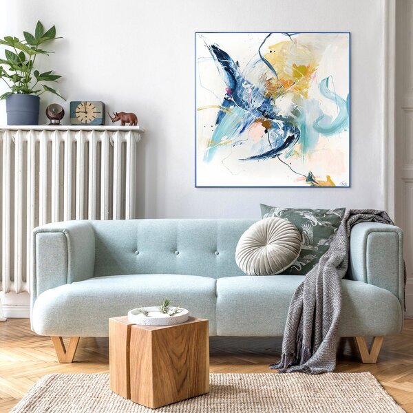 Obraz s ručně malovanými prvky 102x102 cm Confidential Blue – Malerifabrikken