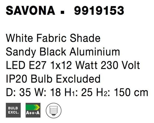 Nova Luce Stojací lampa SAVONA černý hliník E27 1x12W