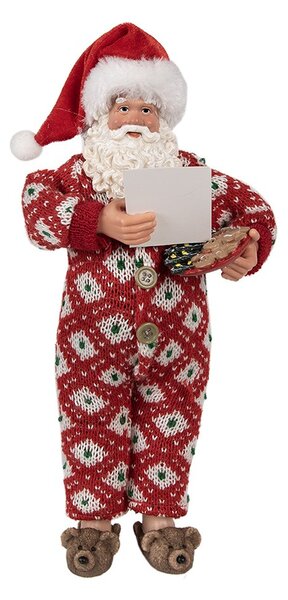 Vánoční dekorace taťka Santa Claus v overalu s bačkorkama - 16*8*28 cm - Clayre & Eef