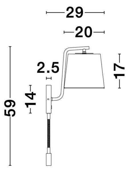 Nova Luce Nástěnné svítidlo SAGE, vypínač na těle E27 1x12W 1x3W čtecí lampička Barva: Černá