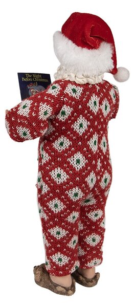 Vánoční dekorace taťka Santa Claus v overalu s bačkorkama - 16*8*28 cm - Clayre & Eef