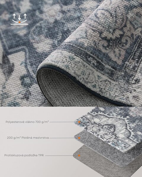 SONGMICS Obdélníkový koberec ORIENT 150x80 cm šedý