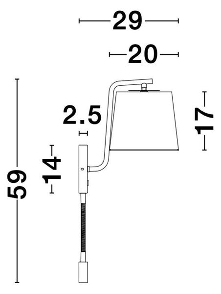 Nova Luce Nástěnné svítidlo SAGE, vypínač na těle E27 1x12W 1x3W čtecí lampička Barva: Černá