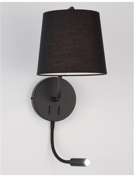 Nova Luce Nástěnné svítidlo SAGE, vypínač na těle E27 1x12W 1x3W čtecí lampička Barva: Černá