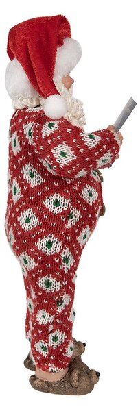 Vánoční dekorace taťka Santa Claus v overalu s bačkorkama - 16*8*28 cm - Clayre & Eef