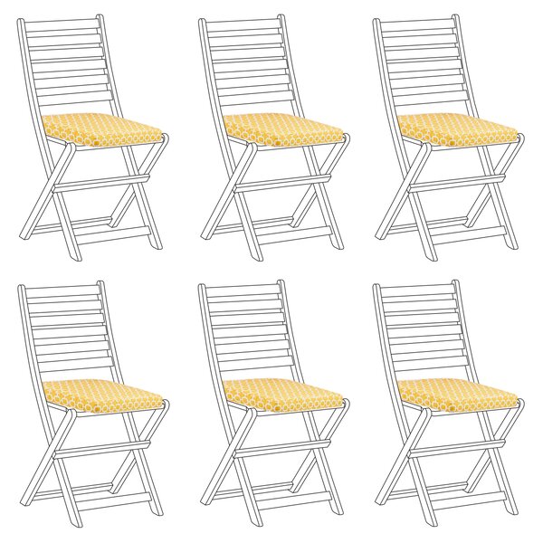 Sada 6 sedacích polštářů na zahradní židle geometrický vzor žluté TOLVE