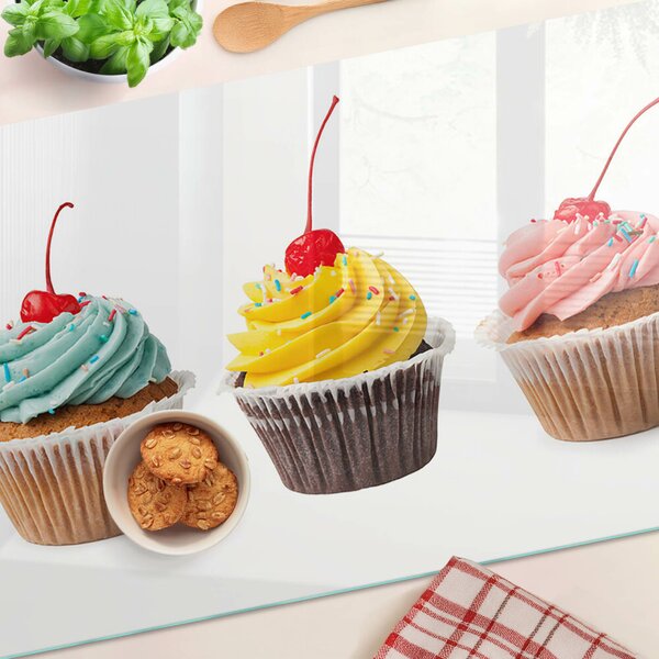Skleněná krájecí deska Cupcake se šlehačkou a třešní ddk-nr-wm-00007000