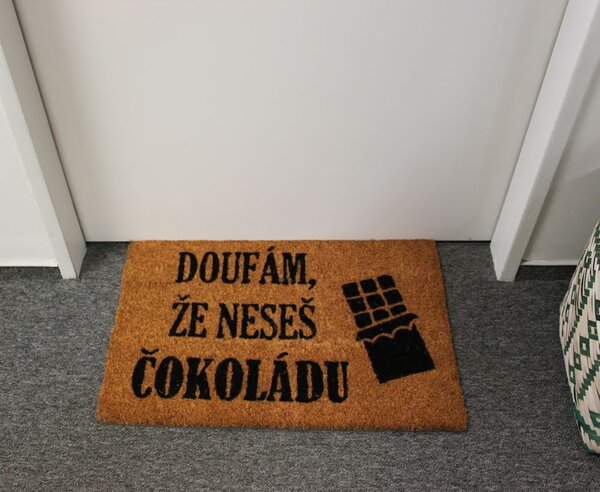 Home Elements Rohožka Doufám, že neseš čokoládu 40 x 60 cm, z kokosových vláken a gumy, 40 x 60 cm