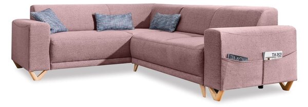Růžová rozkládací/s úložným prostorem rohová pohovka (levý roh/do L) Classy Sophie – Miuform