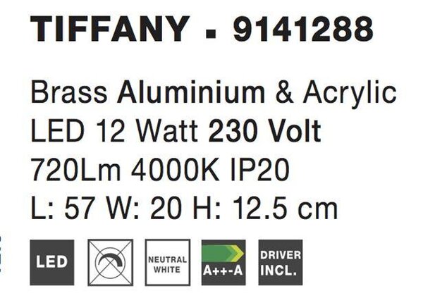 Nova Luce Nástěnné LED svítidlo nad obraz a zrcadlo TIFFANY, 12W 4000K