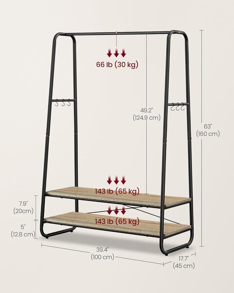 SONGMICS Stojan na oblečení Vasagle COUPE 100 cm tyrkysově hnědý/černý