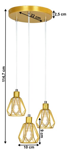 KONDELA Visací lampa, zlatá/kov, OKIRA TYP 1