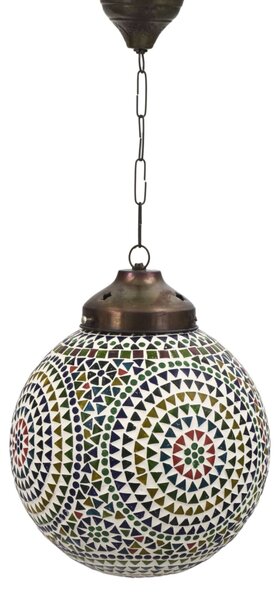 Kulatá skleněná mozaiková lampa, multibarevná, průměr 25cm, výška 28cm (6F)