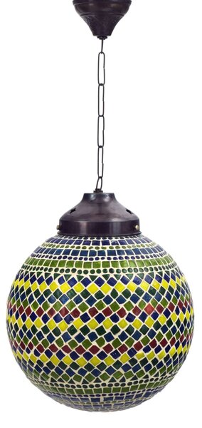 Kulatá skleněná mozaiková lampa, multibarevná, průměr 25cm, výška 28cm (6E)