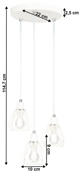 KONDELA Visící lampa, bílá/kov, OKIRA TYP 1