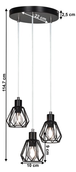 KONDELA Visící lampa, černá/kov, OKIRA TYP 1