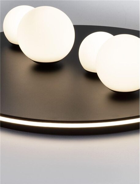 Nova Luce Stropní LED svítidlo VELNA černý hliník a opálové sklo 3000K 63W stmívatelné