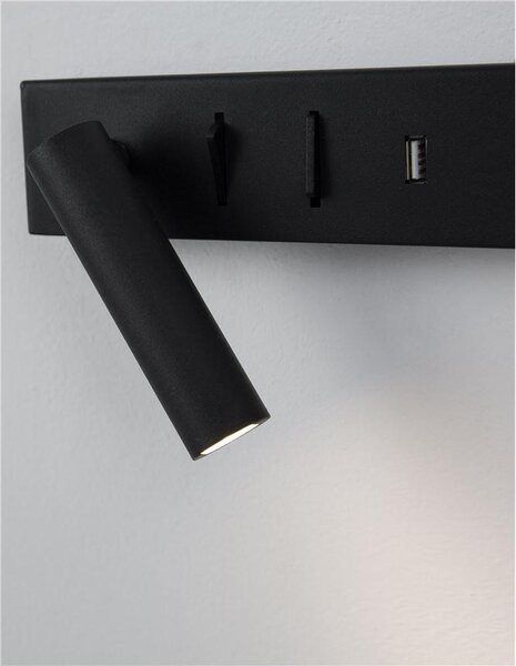 Nova Luce Nástěnné LED svítidlo VIDA, USB nabíjení, 3000K, čtecí lampička 1x3W Barva: Bílá