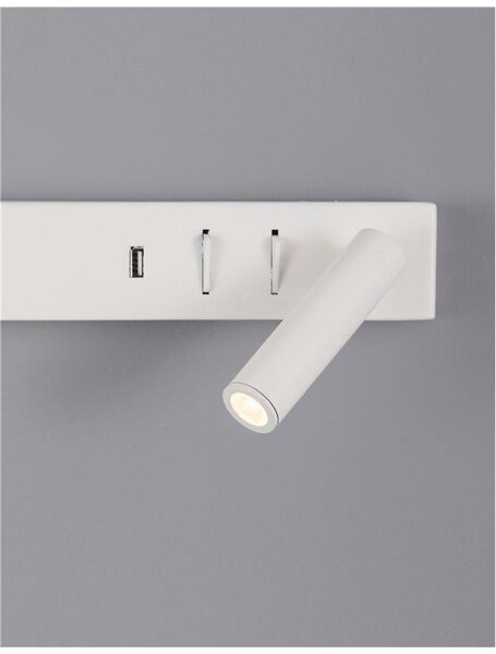 Nova Luce Nástěnné LED svítidlo VIDA, USB nabíjení, 3000K, čtecí lampička 1x3W Barva: Bílá