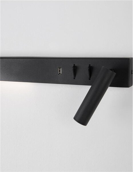 Nova Luce Nástěnné LED svítidlo VIDA, USB nabíjení, 3000K, čtecí lampička 1x3W Barva: Bílá