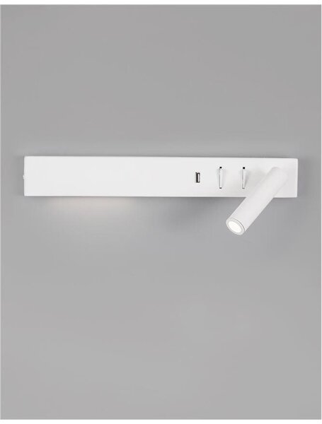 Nova Luce Nástěnné LED svítidlo VIDA, USB nabíjení, 3000K, čtecí lampička 1x3W Barva: Bílá