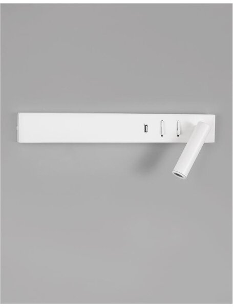 Nova Luce Nástěnné LED svítidlo VIDA, USB nabíjení, 3000K, čtecí lampička 1x3W Barva: Bílá