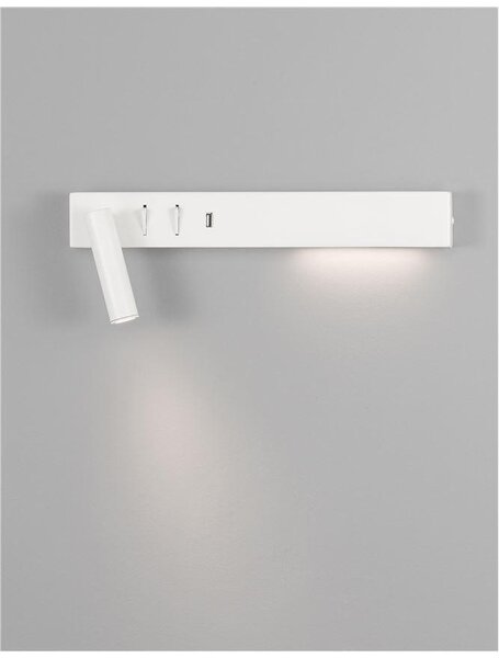 Nova Luce Nástěnné LED svítidlo VIDA, USB nabíjení, 3000K, čtecí lampička 1x3W Barva: Bílá