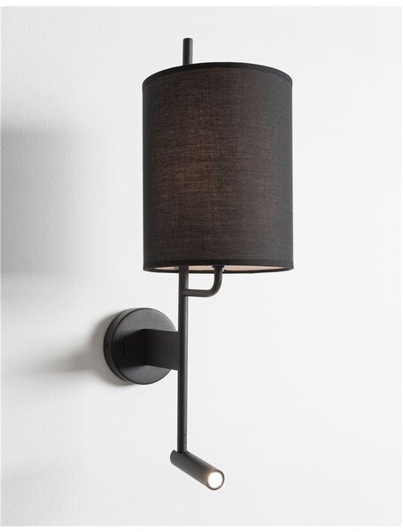 Nova Luce Nástěnné svítidlo YAMA, nastavitelné - vypínač na těle E27 1x12W, 3W 3000K čtecí lampička Barva: Černá